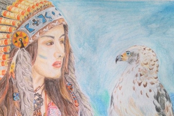 Indian girl with eagle